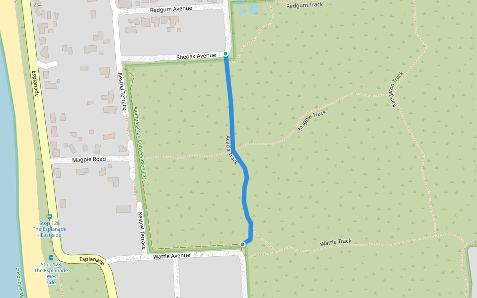 Acacia Track walking route map in Aldinga Beach