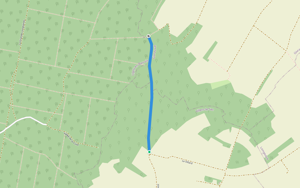 Chemin de la Voie de Dammarie walking route map in Villers-le-Sec