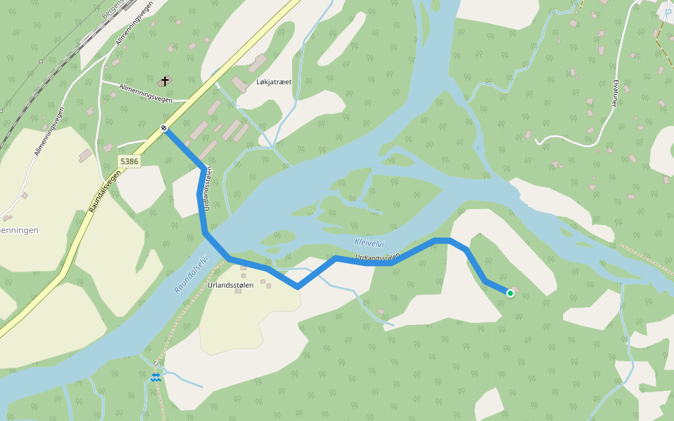 Urdlandsstølen walking route map in Mjølfjell