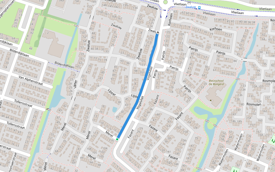 Vogelvliet walking route map in Ridderkerk