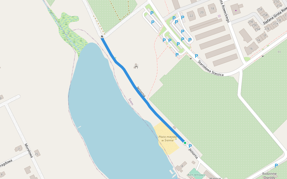 Jeziorna walking route map in Śrem