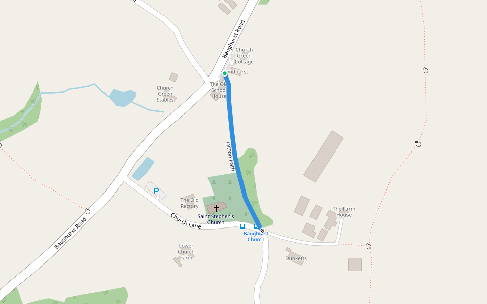 Lytton Path walking route map in Baughurst