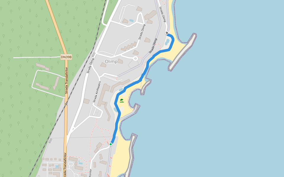 Faleza Olimp walking route map in Olimp