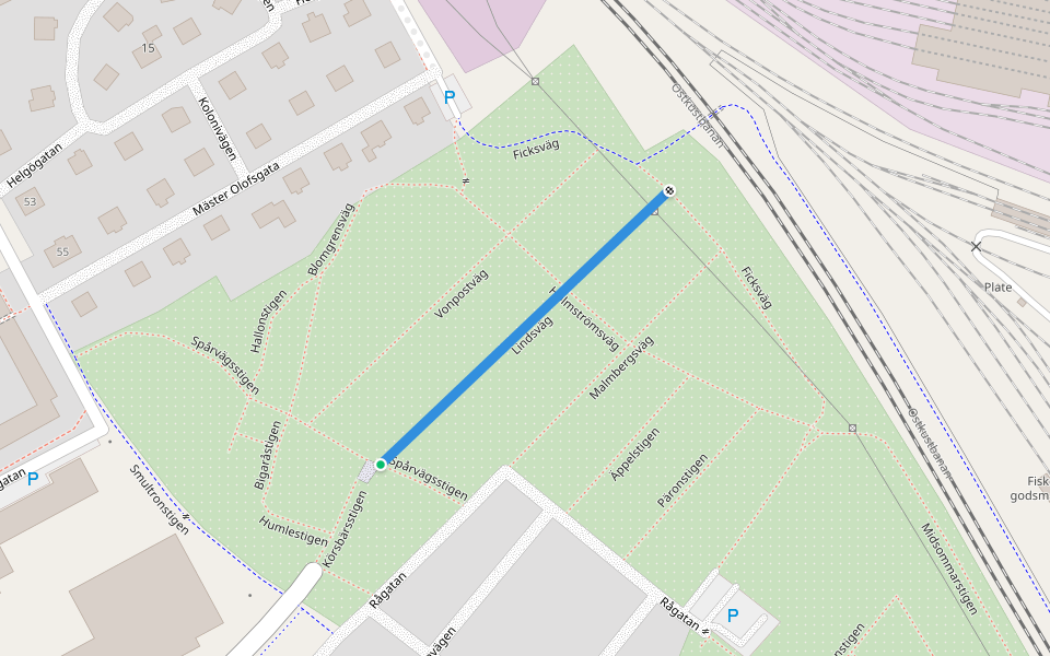 Lindsväg walking route map in Gävle