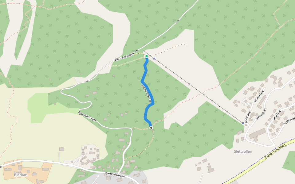 Slepphaugstien walking route map in Oppdal