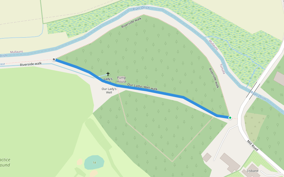 Our Ladys Well walk walking route map in Thurles