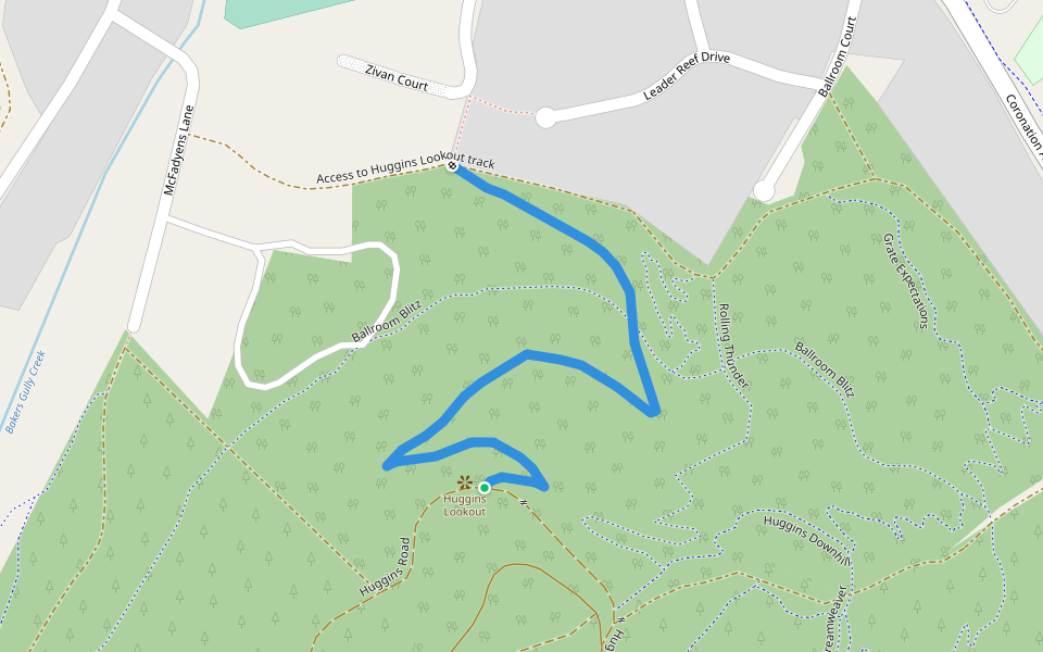 Huggins Lookout Walk walking route map in Bright
