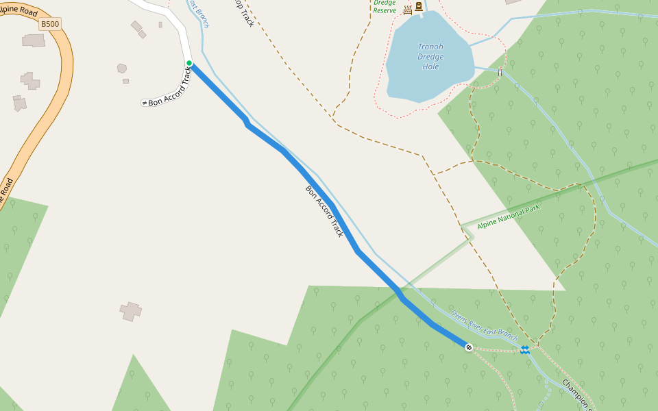 Bon Accord Track walking route map in Harrietville