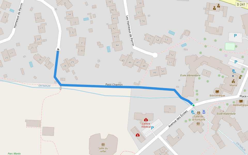 Petit Chemin walking route map in Tresses