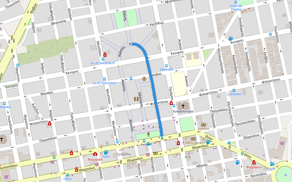 Πάριδος walking route map in Ilion