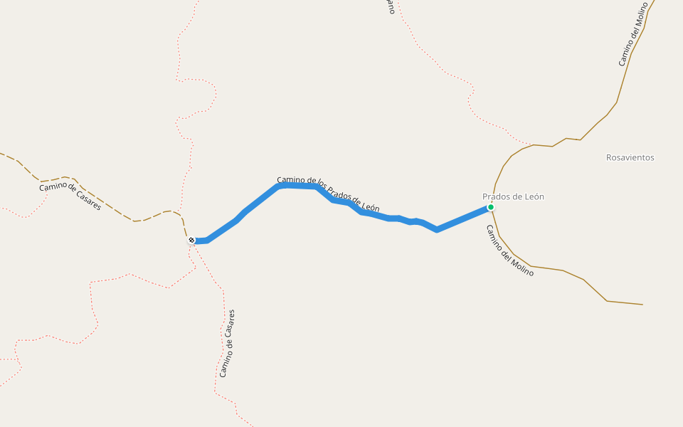 Camino de los Prados de León walking route map in Gaucín