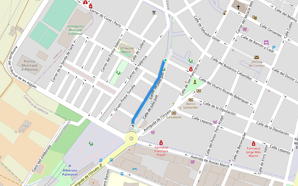 Calle de Julio Just walking route map in Alboraia