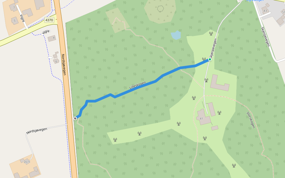 Lilleskogen walking route map in Vigre