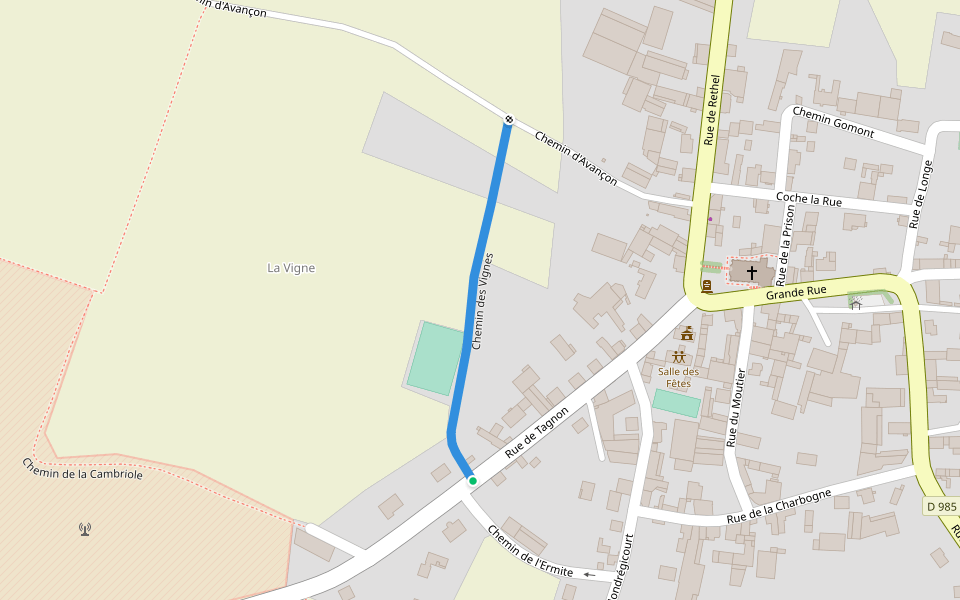 Chemin des Vignes walking route map in Perthes