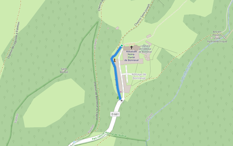 Chemin Saint-Joseph walking route map in Le Cayrol