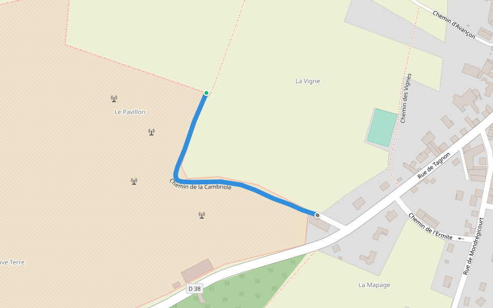 Chemin de la Cambriole walking route map in Perthes