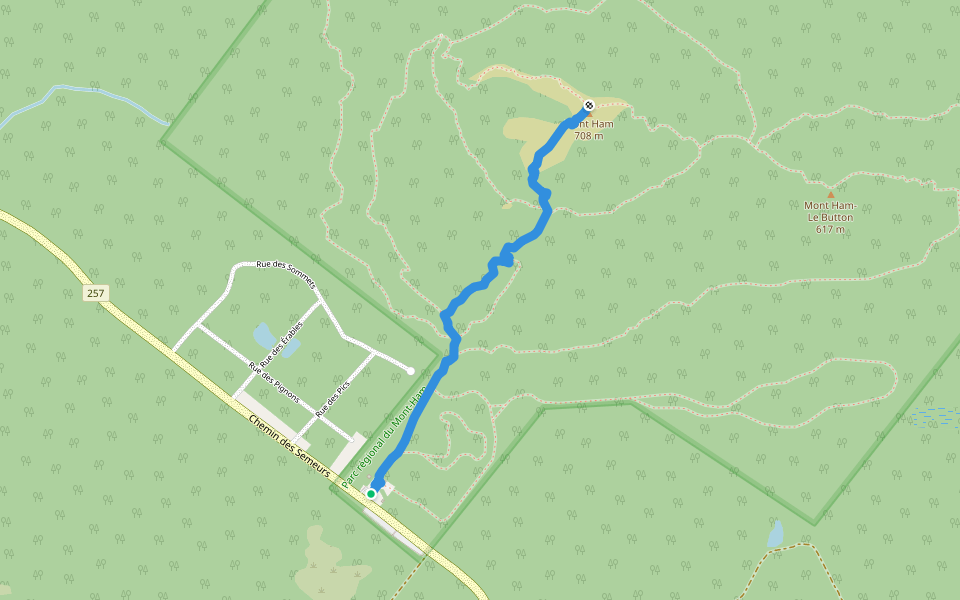 L'Intrépide walking route map in Ham-Sud