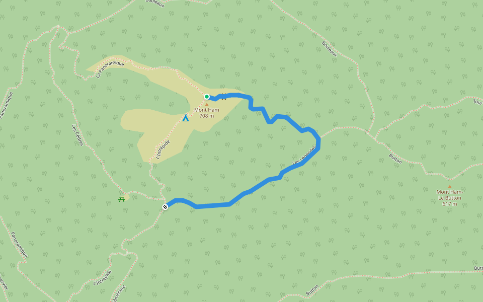 Les Légendes walking route map in Weedon