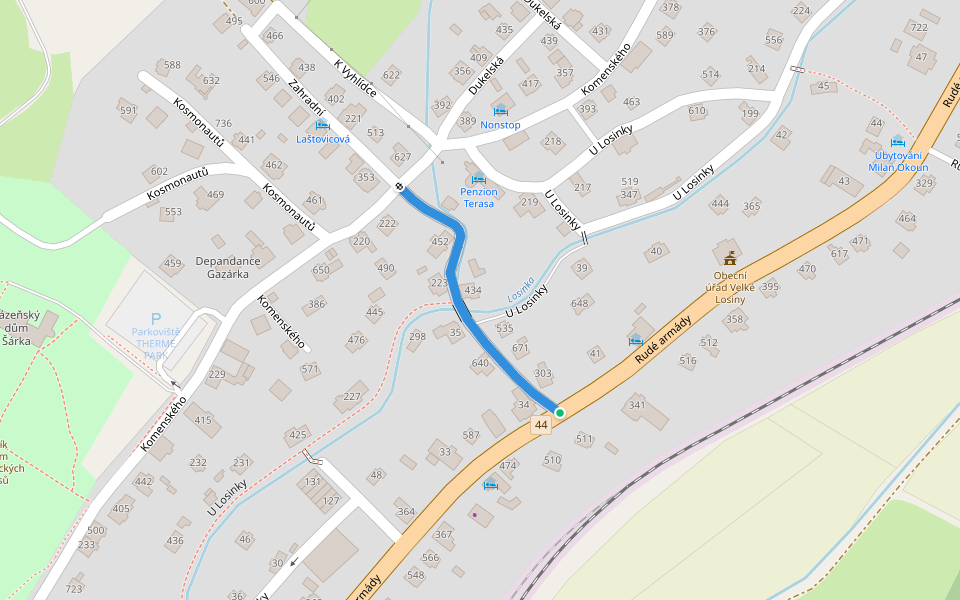 Příčná walking route map in Velké Losiny