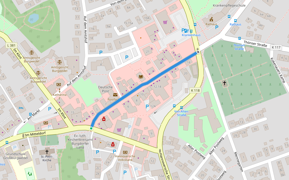 Von-Alten-Straße walking route map in Burgwedel