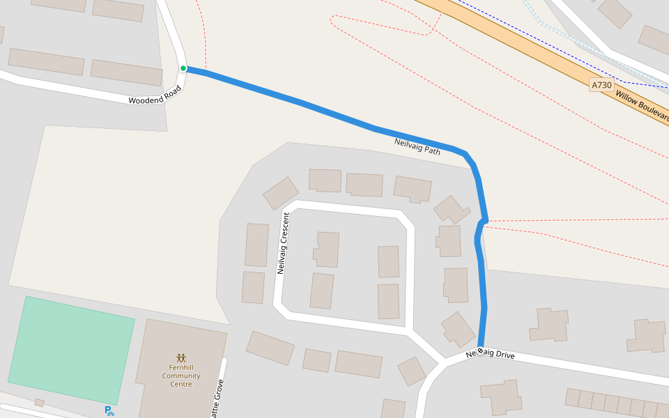 Neilvaig Path walking route map in Rutherglen