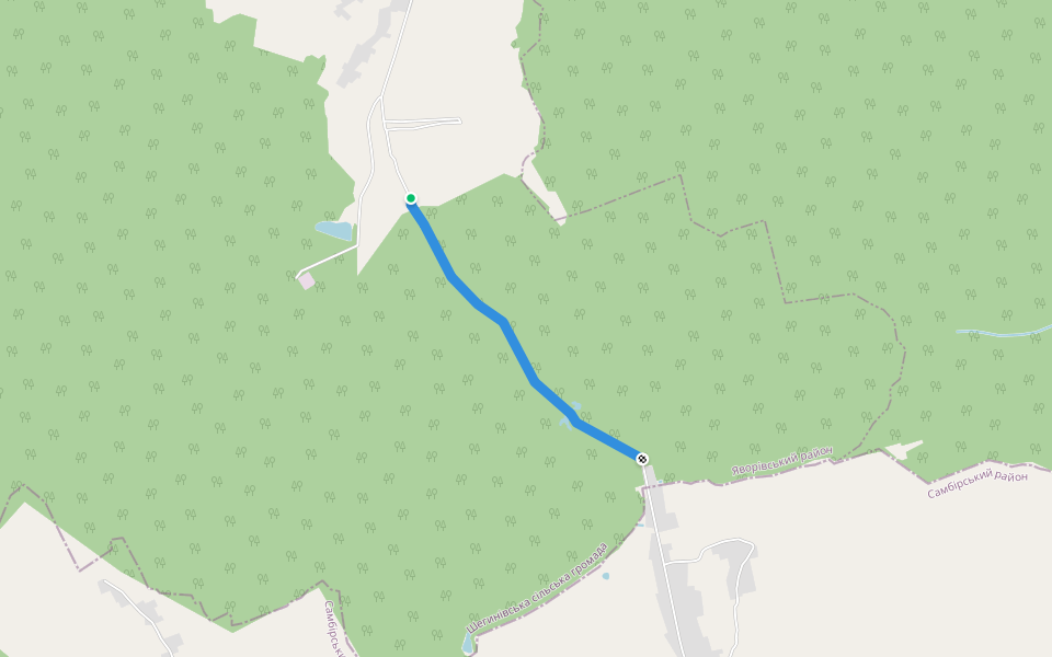 Пешая тропа walking route map in Verkhivtsi
