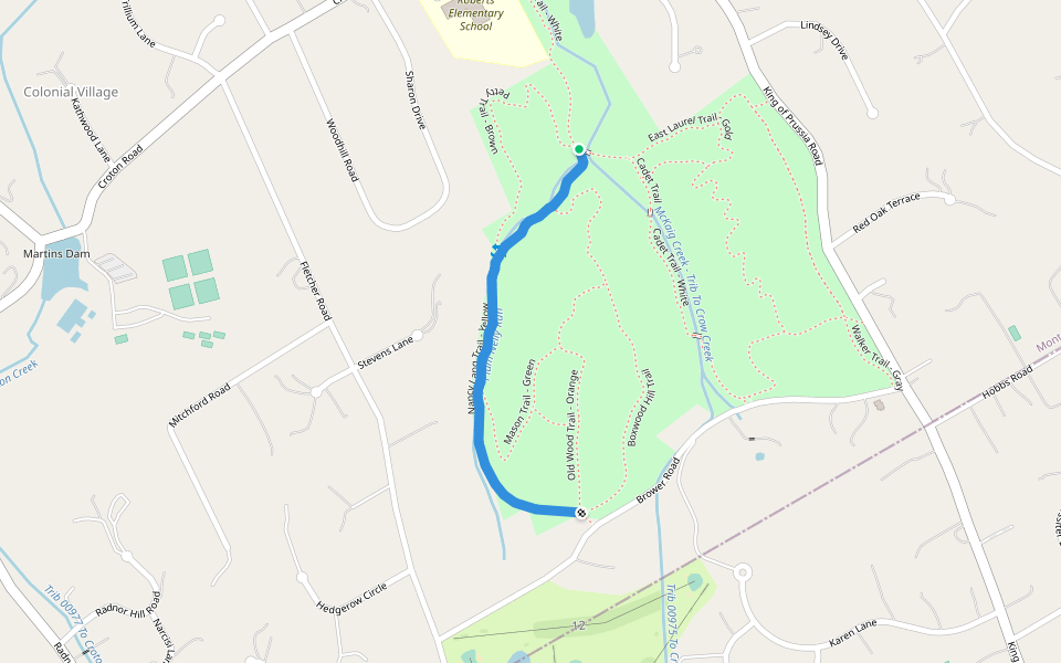 Nancy Lang Trail - Yellow walking route map in Wayne