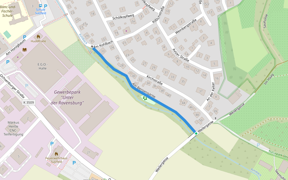 Am Bensengärtle walking route map in Sulzfeld