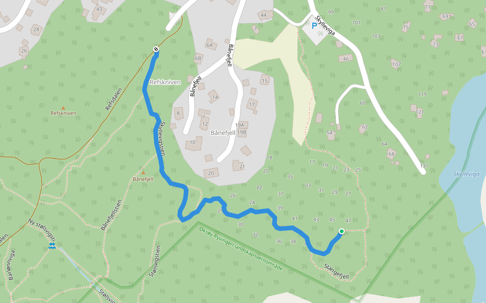 Skyllevigastien walking route map in Skålevik