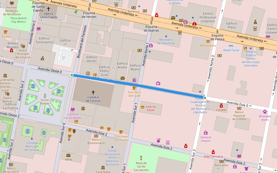 Avenida Este 0 walking route map in Caracas