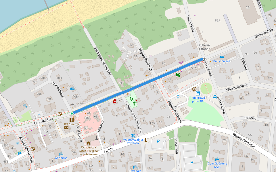 Grunwaldzka walking route map in Pobierowo