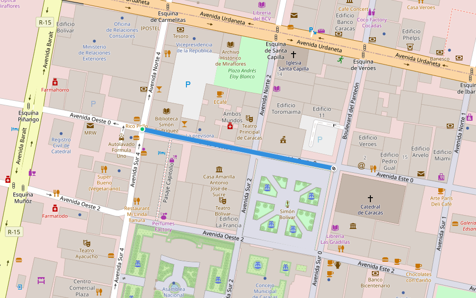 Avenida Oeste 0 walking route map in Caracas