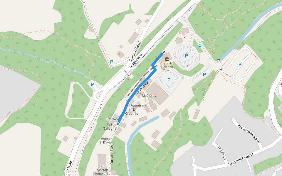 High Street walking route map in Telford