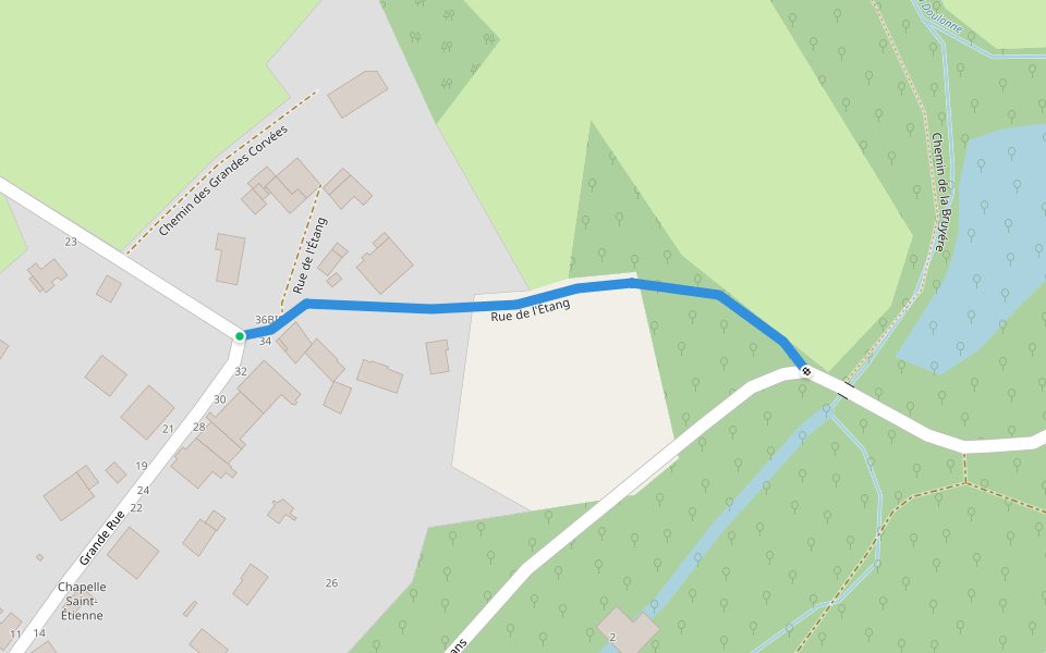 Rue de l'Étang walking route map in Plumont