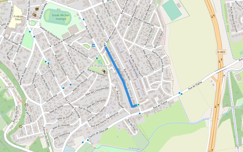 Allée des Sapins walking route map in Giberville