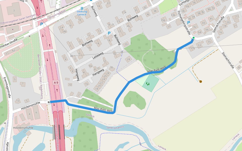Max-Rieß-Weg walking route map in Bayreuth