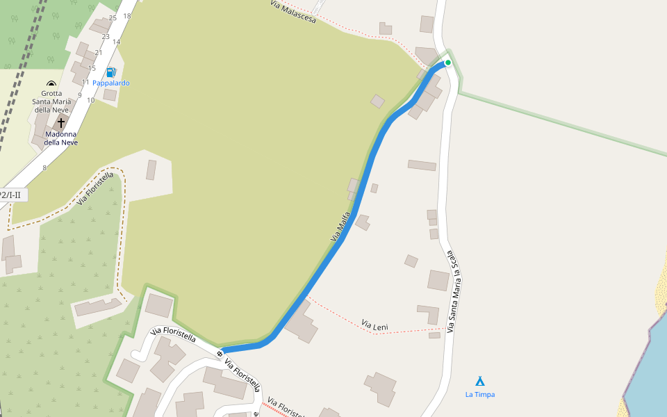 Via Malfa walking route map in Acireale