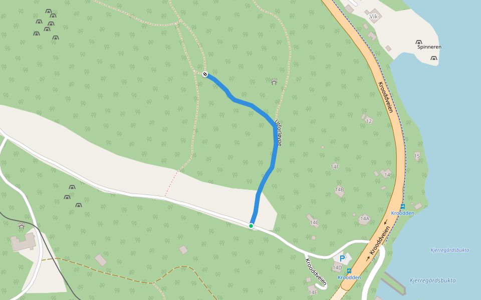Utforløype walking route map in Kristiansand