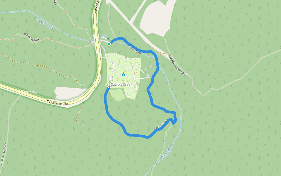 Sawpit Track walking route map in Jindabyne