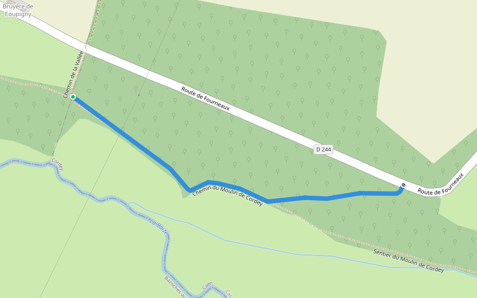 Chemin du Moulin de Cordey walking route map in Saint-Martin-de-Mieux