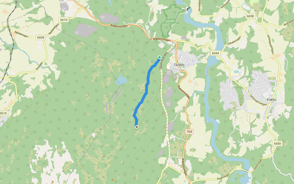Tanemstien walking route map in Tanem