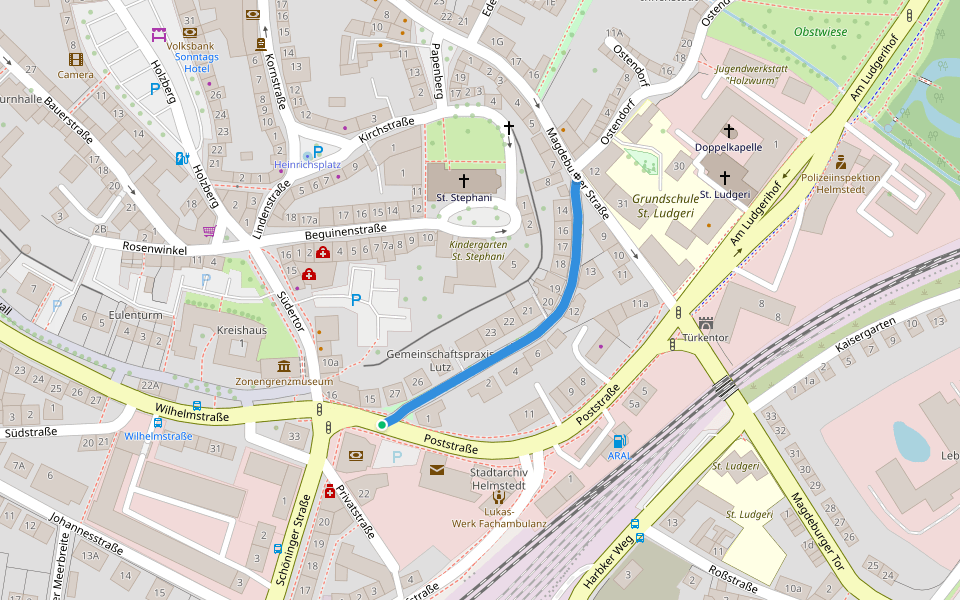 Kleiner Wall walking route map in Helmstedt