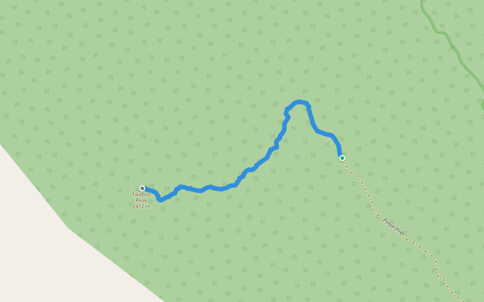 Path to  Tikaboo Peak walking route map in Alamo