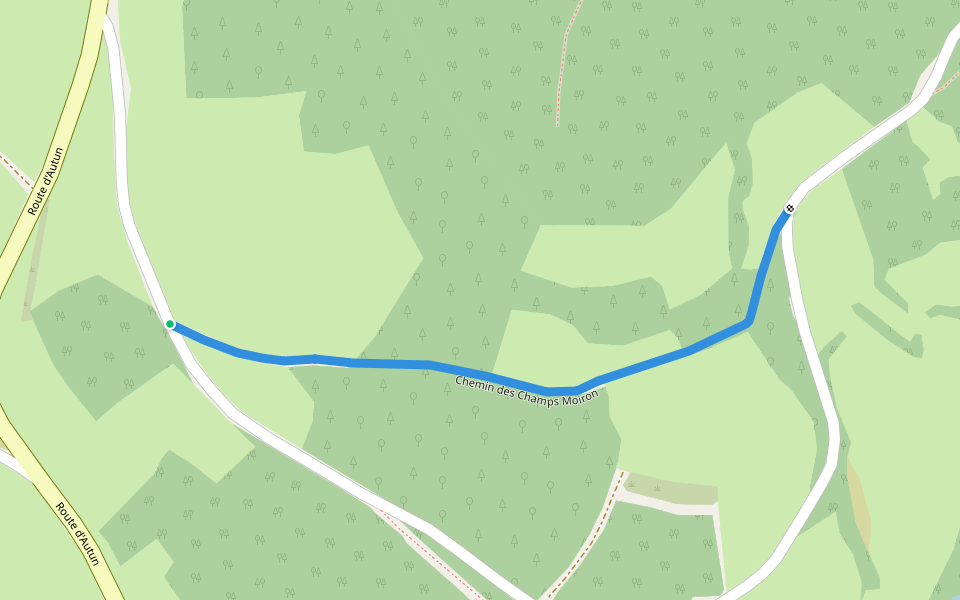 Chemin des Champs Moiron walking route map in Anost