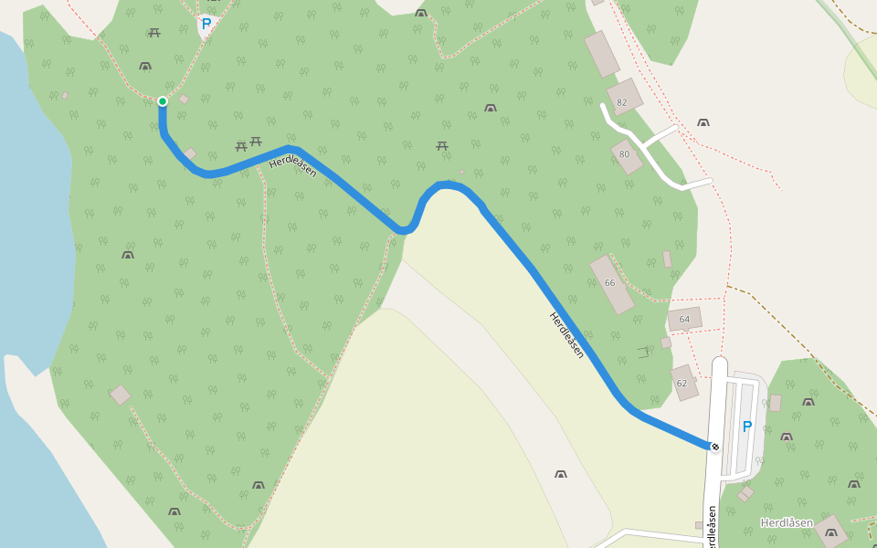 Herdleåsen walking route map in Herdla