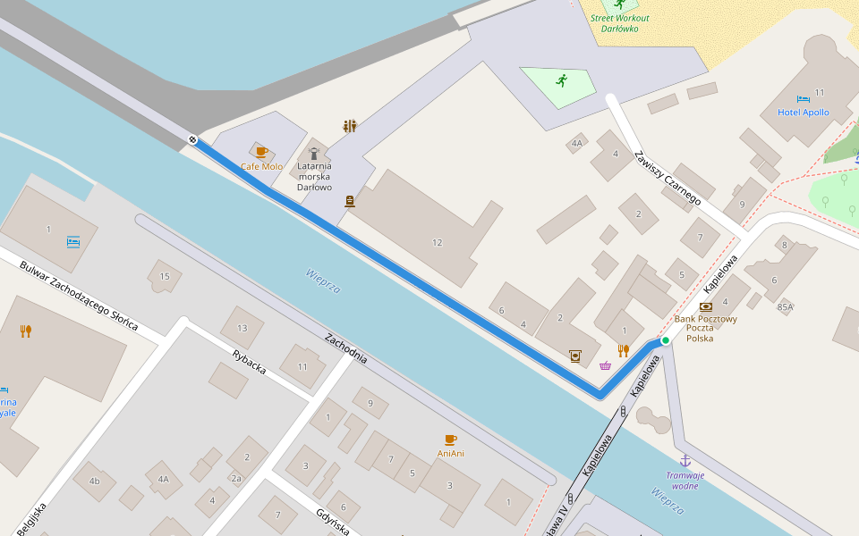 Wschodnia walking route map in Darłowo