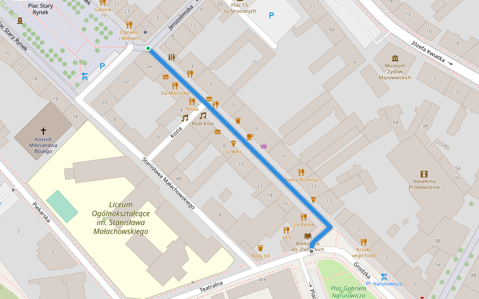 Grodzka walking route map in Płock