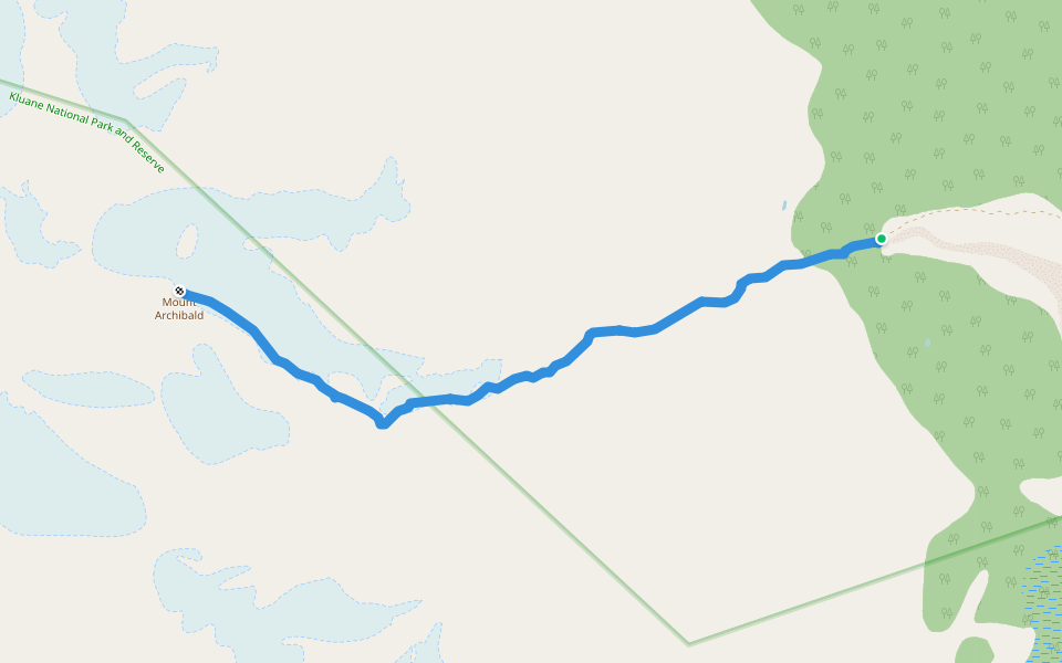 Mt. Archibald Scramble walking route map in Haines Junction