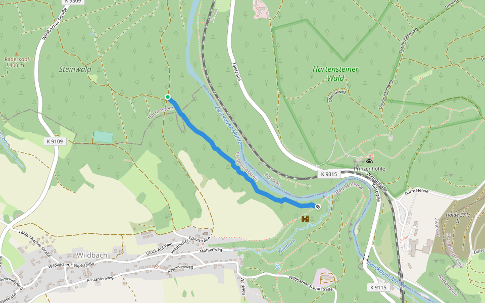 Raubrittersteig walking route map in Hartenstein