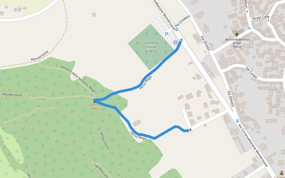 Verso Regis walking route map in Chiusa di Pesio